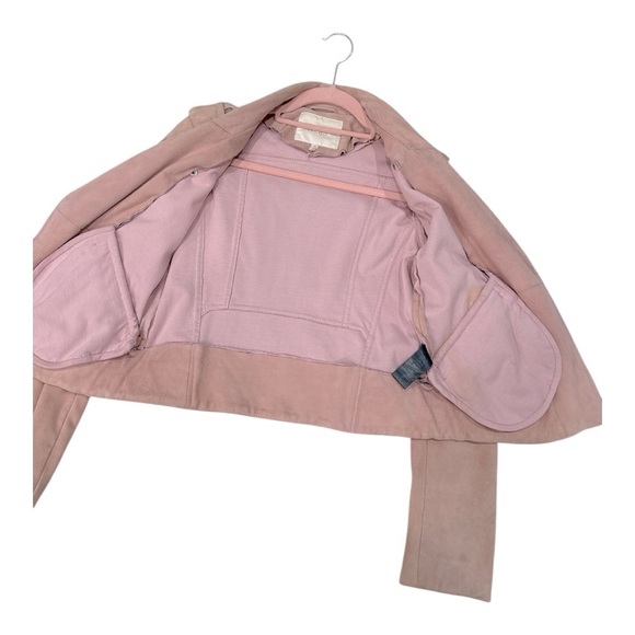 MAJE ladies Basalt Suede Biker Jacket Pale Pink  size 38 - Picture 6 of 14